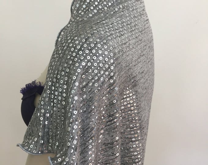 Silver Sequin Mini Shrug. Women's Evening Scarves. Formal Wear Accessories. Sparkle Dazzle Wrap