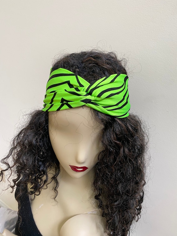 Neon Green Zebra Print Turband. Stylish Hair Bands in  display picture 2