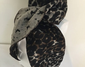 Gentleman's Animal Print Faux Fur Scarf. Men's Winter Scarves. Warm, Neutral Brown Black Tan Colors. Gifts for Him.