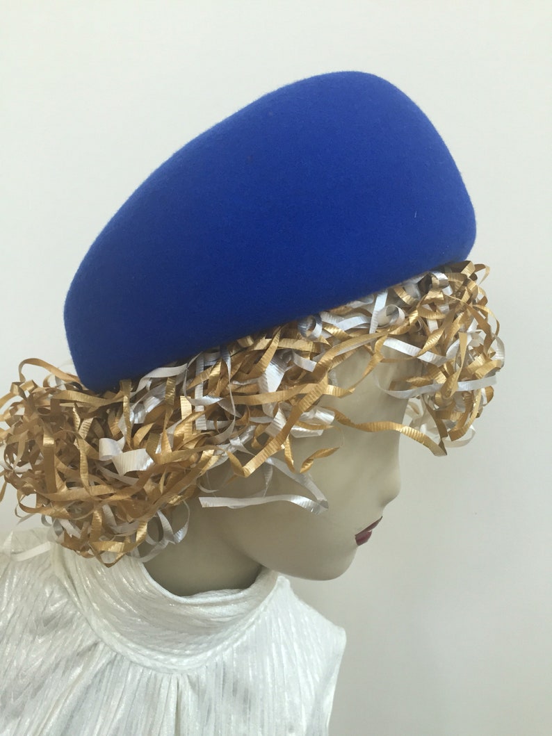 Download Royal Blue Merino Wool Felt Pillbox Hat. Women's Chic | Etsy