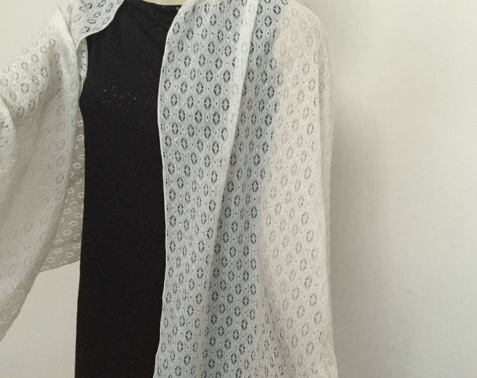 Off-white Sparkly Lace Scarf. Elegant Wedding Scarves. Formal Evening Scarves. Gifts for Her.