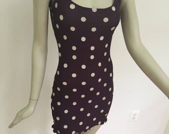 Racing Dot Matt Jersey Mini Dress. Raisin-Biscotti Summer Dress. Sleeveless Polka Dot Dress. Bodycon Mini Dress.