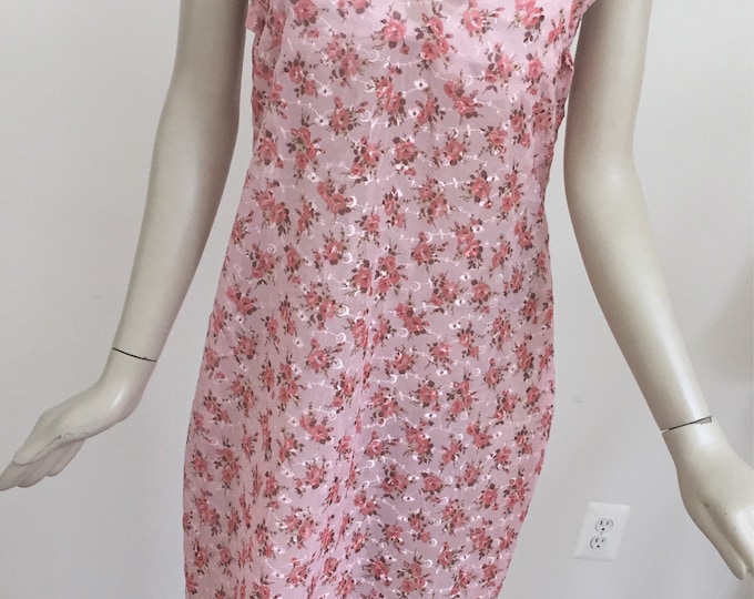 Shrimp Pink Eyelet Lace A-Summer Slip Dress. Pink Floral  Lace Spaghetti Strap Summer Dress. Minimalist Chic Dress.