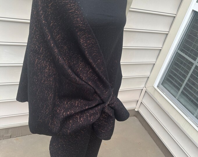 Extra Long Sparkly Black and Copper Wrap Scarf