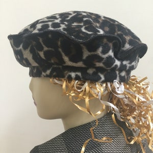 Animal Print Faux Fur Fall Beret Style Hat. Short Hair Leopard Print Faux Fur Women&#39;s Winter Hat. Stylish Fall Hats.
