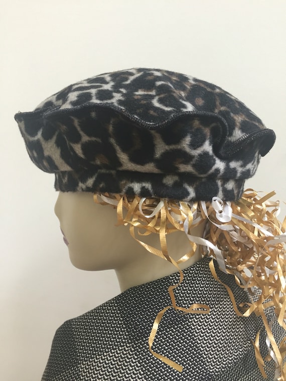Animal Print Faux Fur Fall Beret Style Hat Short Hair Leopard Etsy