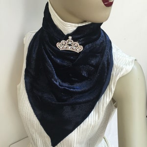 Navy Blue Lurex Triangular Neck Scarf. Women's Elegant Evening Head Scarves. Iridescent Glittery Shawl Kerchief. Sparkly Kerchieves.