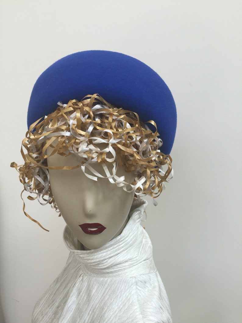 Royal Blue Merino Wool Felt Pillbox Hat. Women's Chic Etsy UK