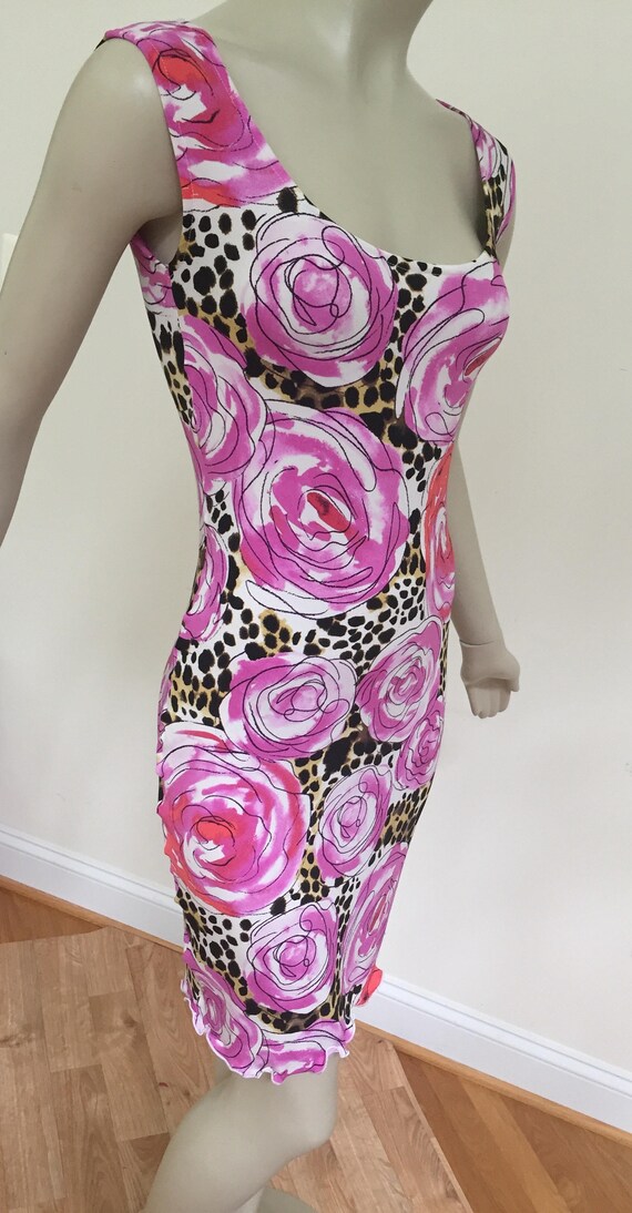 Pink Floral Matt Jersey Summer Dress. Scoop Neck Garden Dress. Floral  Animal Print Sleeveless Tank Dress. Women's US Large Size. - Etsy Israel