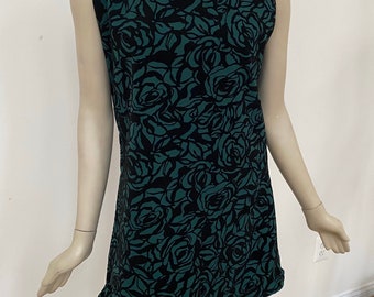 Green and Black Burn Out Velvet Mini Dress. Green Patterned Velvet Short Dress. St. Patrick’s Day Outfit.