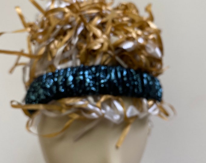 Teal and Black Jacquard Head Band. Multi-use Handmade Hair Scrunchies and Wristbands. Jacquard Hair Band. One Standard Size.