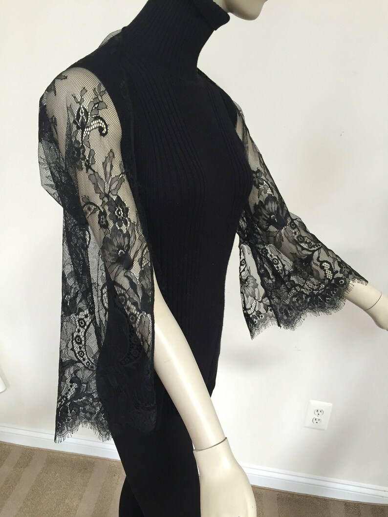 Black Floral Lace Shrug. Black Sheer Mesh Lace Shrug. Black Etsy Sweden