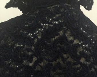 Blue Lace Short Sleeve Bolero Jacket. Casual Wear Top.
