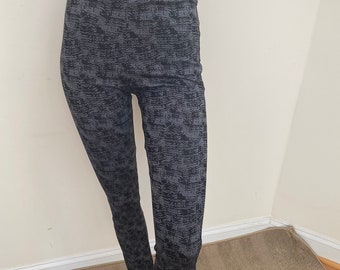 Gray and Black High-Rise Leggings for Tall Women. Stretch Cotton Denim with Lycra. Women’s comfy Exercise Pants.