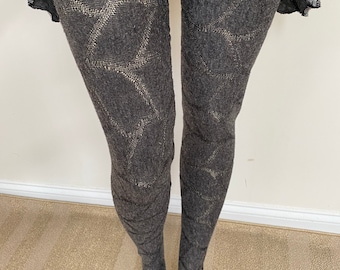 Patterned Knit Thigh High Socks for Tall Women. Dark Gray Jacquard Patterned Knit. Extra Long Socks Women’s Legging Socks. Sizes L-XL