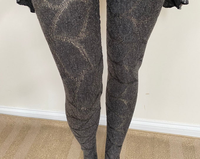 Patterned Knit Thigh High Socks for Tall Women. Dark Gray Jacquard Patterned Knit. Extra Long Socks Women’s Legging Socks. Sizes L-XL