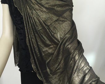 Gold Lame Mesh Scarf. Women's Glittery Wrap Scarves. Evening Scarves. Elegant Sheer Shawls.