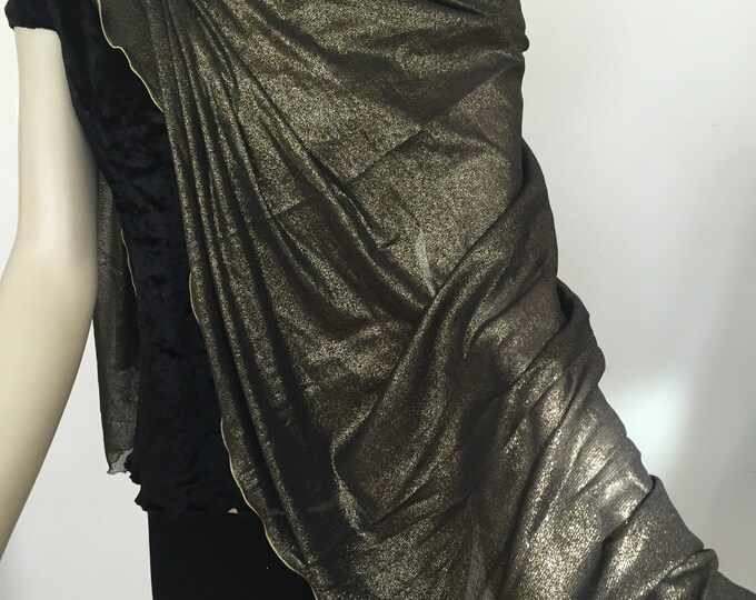 Gold Lame Mesh Scarf. Women's Glittery Wrap Scarves. Evening Scarves. Elegant Sheer Shawls.
