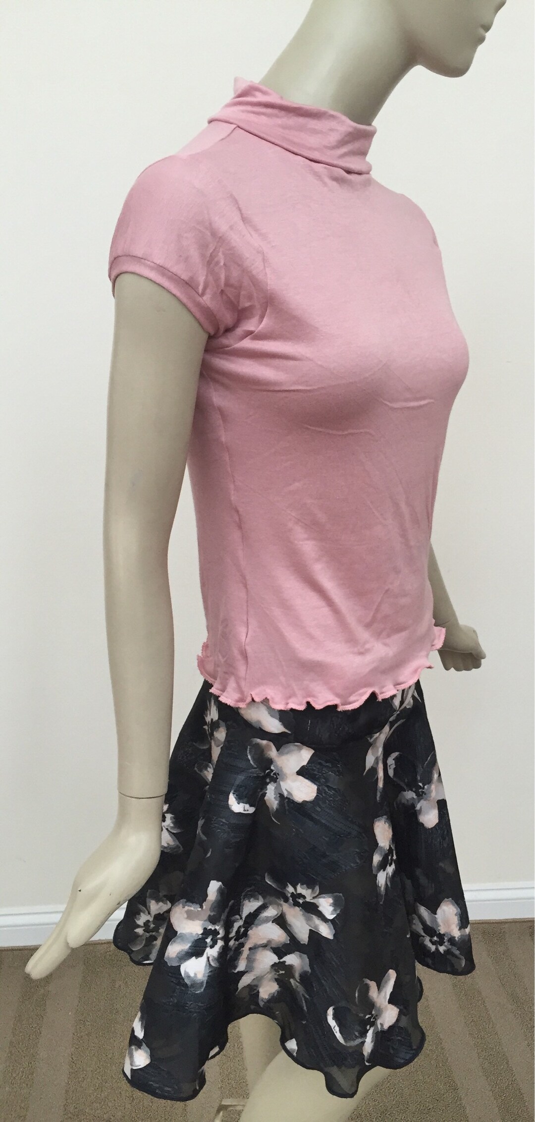 Blush Pink Jersey Knit Turtle Neck With Cap Sleeves. Baby Pink Etsy