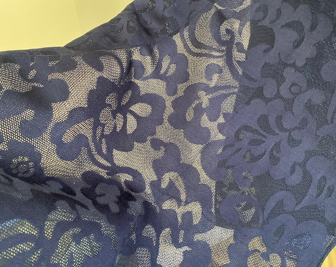 Extra Long Navy Blue Evening Wrap. Floral Jacquard Wrap Cover. Elegant Scarves for Weddings and Formal Events.