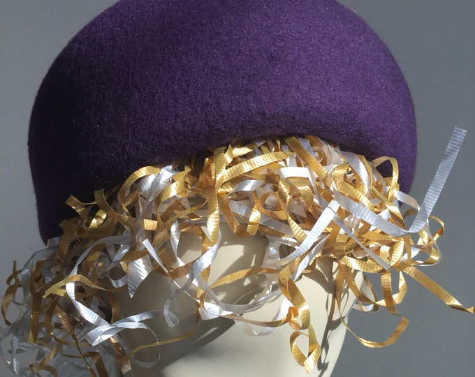 Deep Plum Merino Wool Felt Pillbox Hat. Women's Chic Purple Perch Hat. Trendy and Formal Hats. Fancy Church Hats.