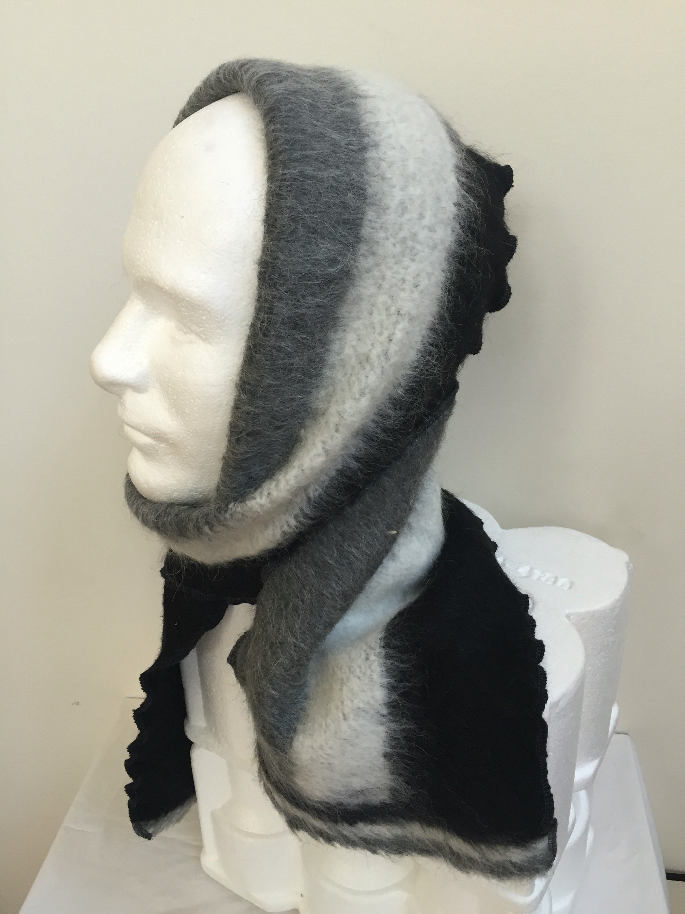 Men's Traditional Cashmere Scarves Genuine Italian Wool Scarf Gentleman's Black and White Stripe Wool Scarf