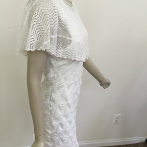 Off white Acrylic Knit Cape. Cream Chevron Lace Knit Cape.