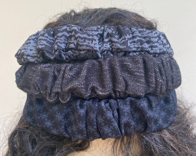 Assorted Denim Headbands.  Fancy Denim Hair Bands. Multi-use, Handmade Hair Scrunchies and Wristbands. One Size.