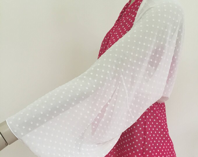 White Swiss Dot Shrug. Summer Jacket. Women's White Cover.