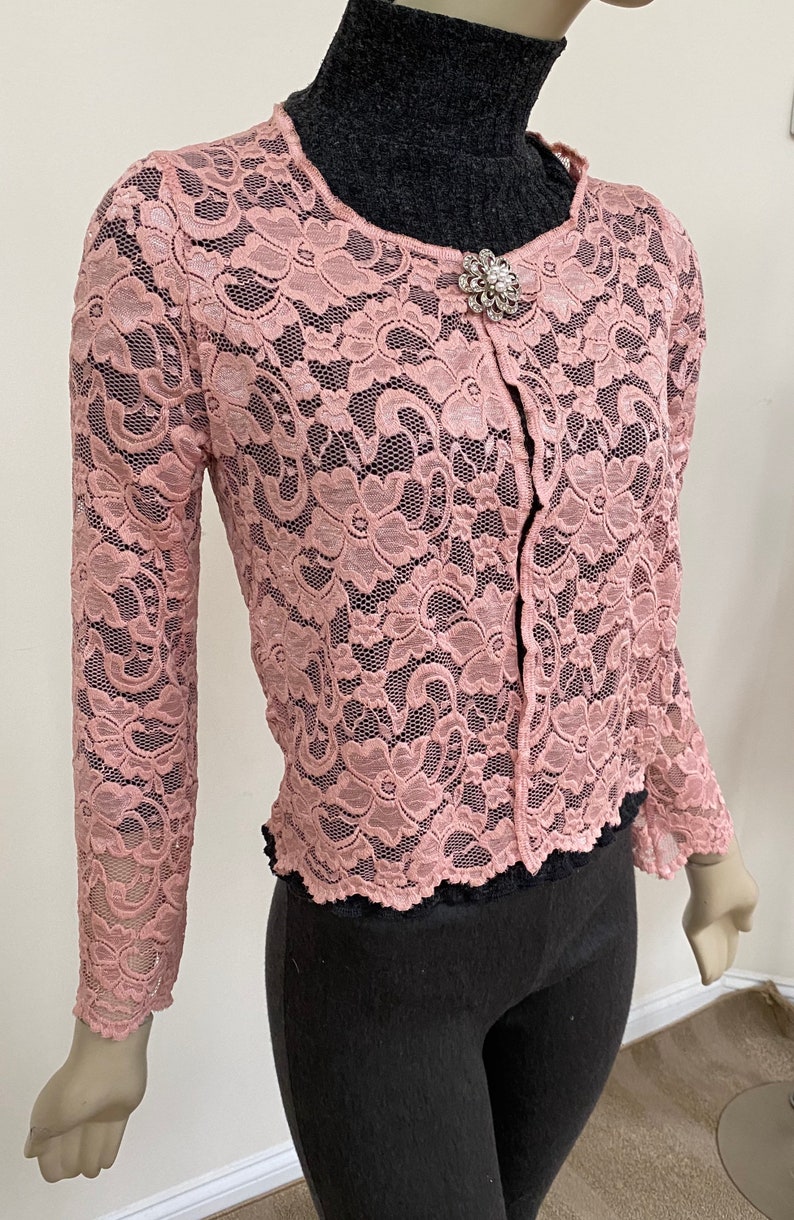 Women's Blush Pink Lace Jacket. Embroidered Floral Lace Etsy