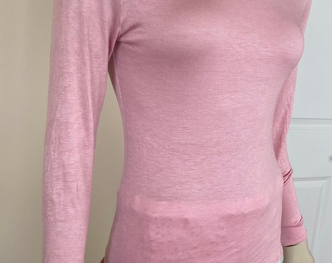 Blush Pink Cotton Jersey Knit T- Shirt. Baby Pink Stretch Top. Women's Casual Tops.