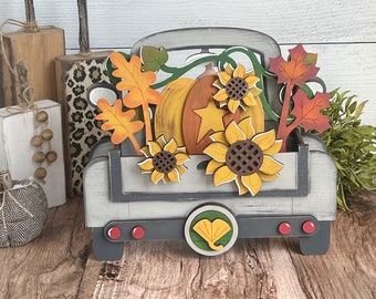 Pumpkin and sunflowers insert for the interchangeable Vintage Farmhouse truck