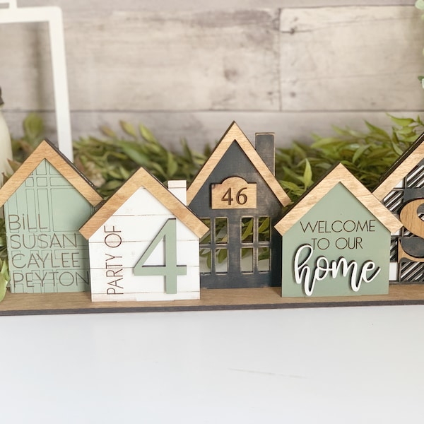 Welcome to our home Personalized house scene shelf sitter | Farmhouse decor | Farmhouse personalized scene | Mantle decor | Shelf decor