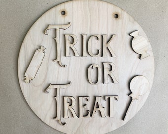 Reversable DIY trick or Treat and out of Candy porch sign |Sign for trick or treaters