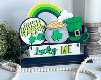 Lucky me St. Patrick’s Day insert for wagon/crate/Doorhanger |Countertop interchangeable decor | small spaces decor | Farmhouse decor