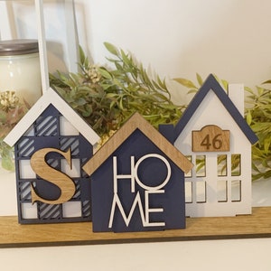 HOME Personalized house scene shelf sitter | Farmhouse decor | Farmhouse personalized scene | Mantle decor | Shelf decor