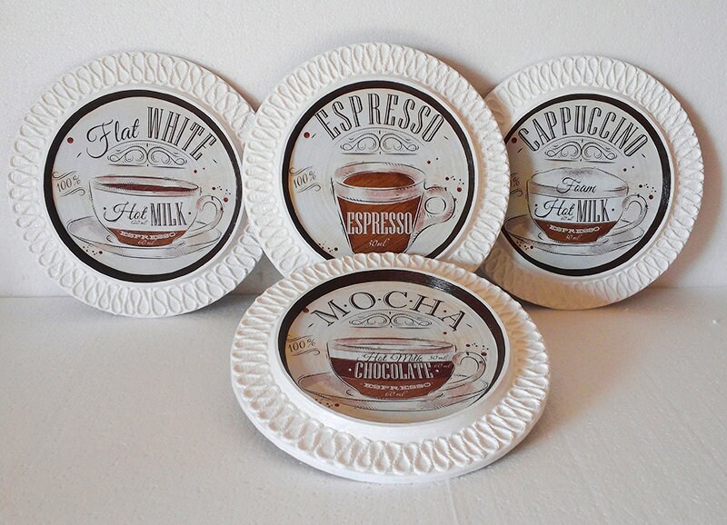 Coffee cup decor coffee cup plaques coffee art wall cafe Etsy