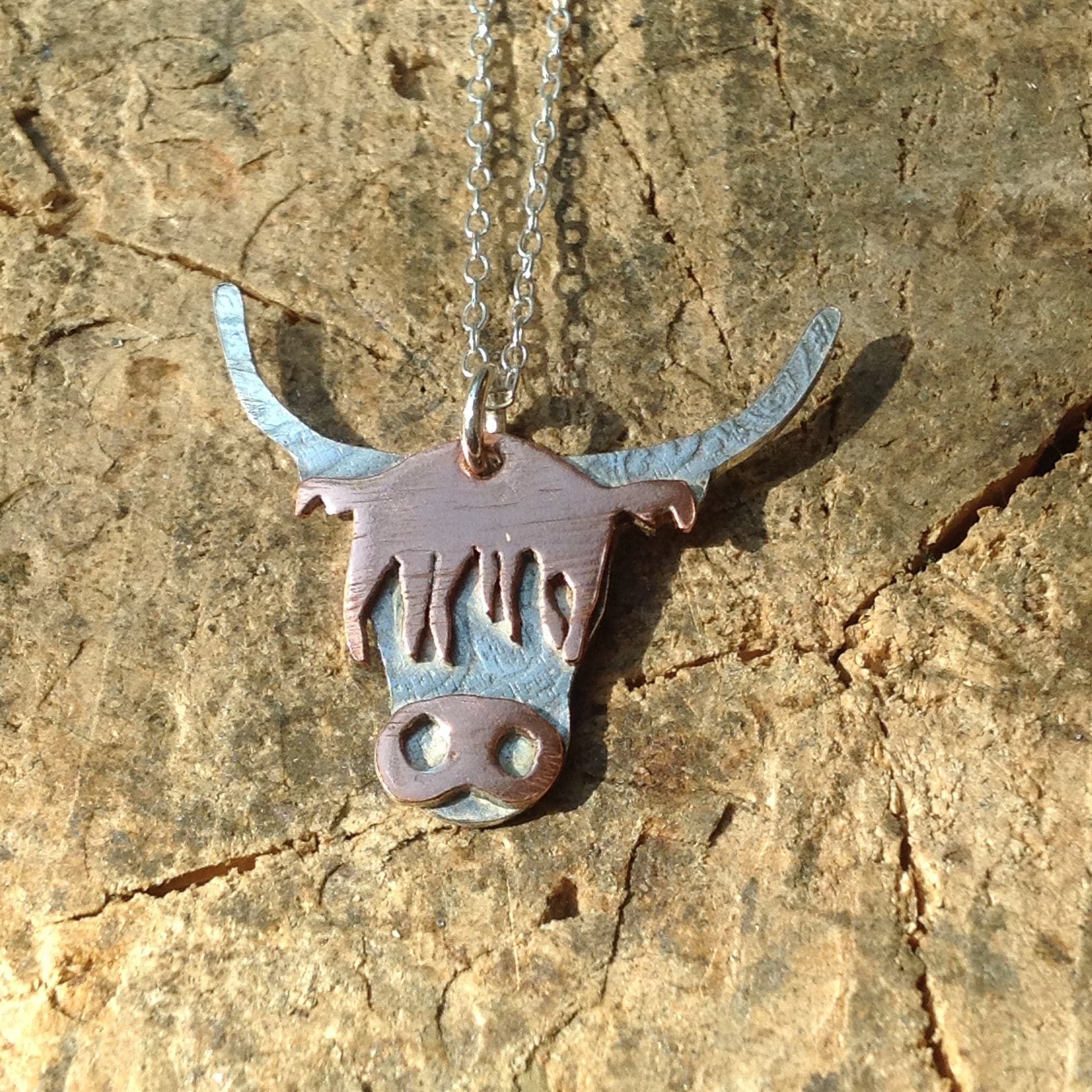 Highland Cow Necklace. Handmade. Sterling Silver & Copper Etsy UK