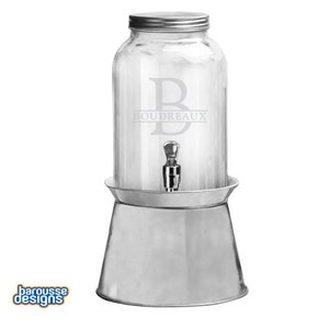 2 gallons Clear Glass Beverage Dispenser Jar Spigot Stand Set Home Party  Buffet