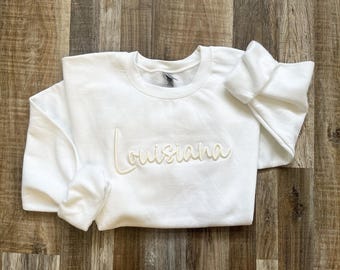 3D Puff Embroidered State Sweatshirt • Hometown Pride Tee