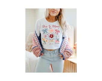 Comfort Colors She Is Mom Shirt, Floral Graphic Tee