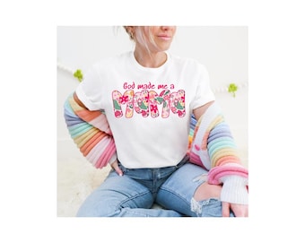 Comfort Colors God Made Mama Shirt, Floral Graphic Tee