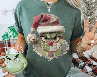Comfort Colors® Patchwork Grinch Christmas Tee