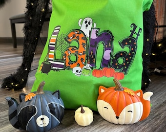 Personalized Halloween Canvas Tote | Custom Trick-Or-Treat Bag