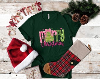 Youth and Adult Merry Christmas Bella + Canvas Tee | Holiday Shirt | Festive Graphic Tee