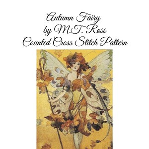 Counted Cross Stitch PDF Pattern: &quot;Autumn Fairy&quot; by MT Ross Printable Chart,  Instant Download PDF File