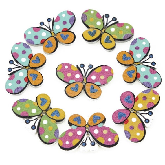 3//4/" 10 White Blue Butterfly Buttons 18mm Insect Butterflies Sewing Crafts
