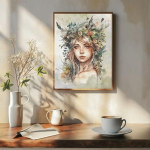 Counted Cross Stitch Pattern: &quot;Woodland Fairy 10&quot; Art,   Printable PDF, 18 count Instant Download PDF File, Chart, St. Patrick&#39;s Day