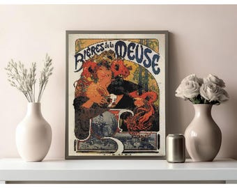 Patrón de punto de cruz: "Póster Art Nouveau de Alphonse Mucha 1" / Descarga instantánea en PDF