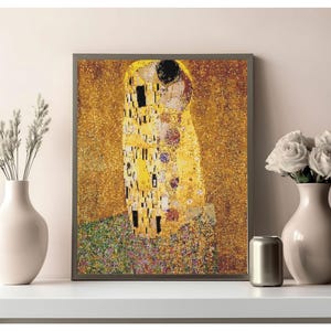 Counted Cross Stitch Pattern: &quot;Gustav Klimt’s The Lovers&quot; Counted Cross Stitch Pattern  | Instant Download PDF